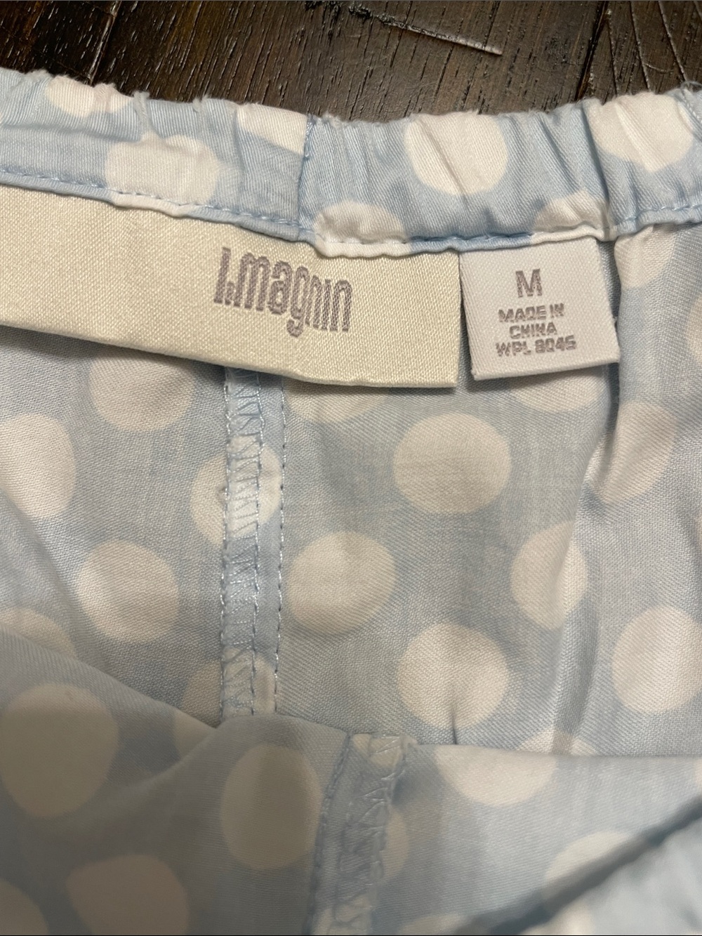 Vintage I. Magnin Light Blue White Polka Dot Pajama Set Size M Button Down Lou - Picture 6 of 10